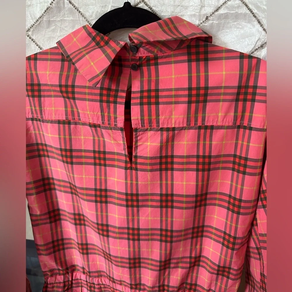 Burberry Pink Plaid Long Sleeve coral red kids Dress size 14y US